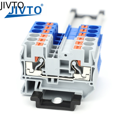 PT6 Bloc de borne à entraînement Din Rail 6mm2 sans vis à ressort alimentation à travers le connecteur fil de raccordement
