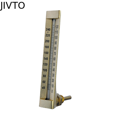 Liquide rouge à l'intérieur des thermomètres 90deg en verre industriels de 60MM 3/4